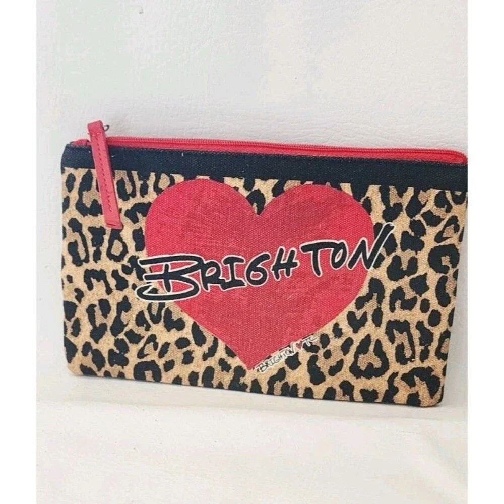 Brighton Red Leopard Print Cosmetic Bag Heart 2020 Love Top Zip Pouch